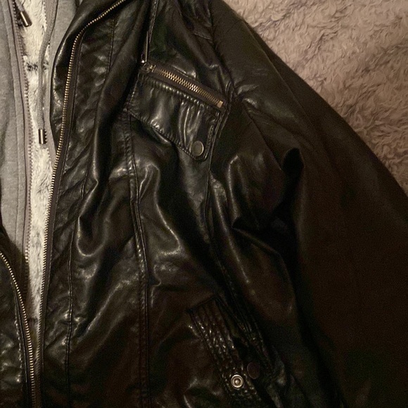 Jou Jou Black Leather Jacket, Size M, never used - Picture 3 of 5